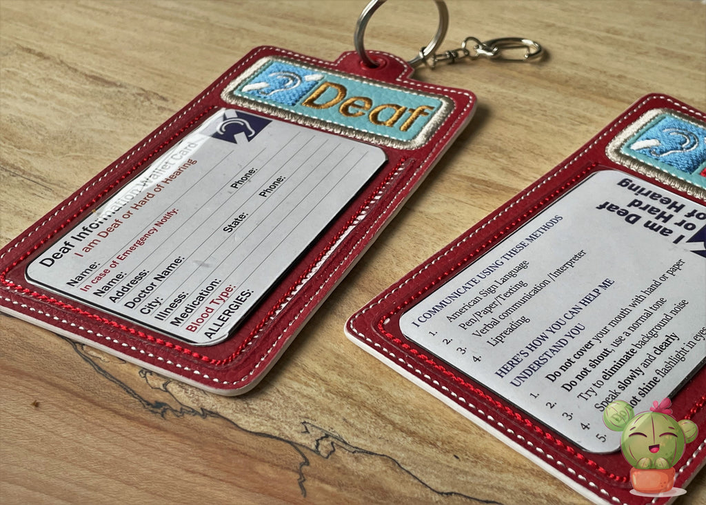 DIGITAL FILE - 5x7 hoop - Medical ID Card Holder, Deaf Snap tab/eyelet