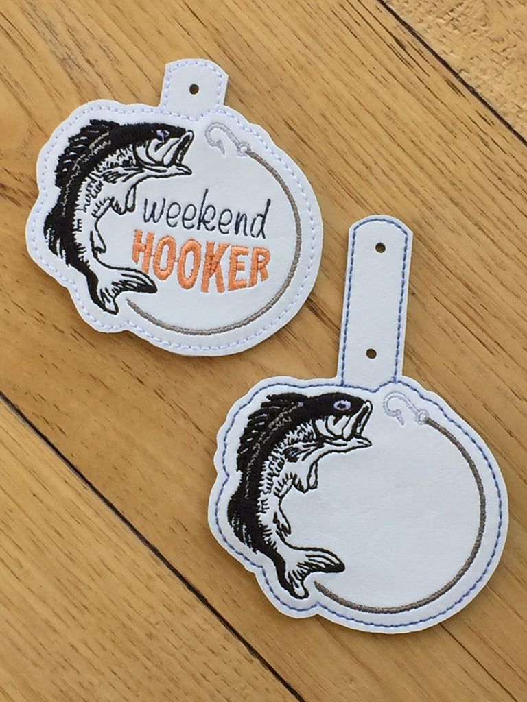 DIY-DIGITAL File jumping Fish Weekend Hooker Snap Tab / Key Fob / Bag Tag  ITH Machine Embroidery Design File in the Hoop When Pigs Fly 